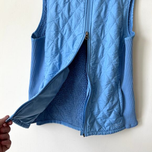 L.L. Bean Quilted Vest Size M Blue Fleece Lined Warm Winter Layering Outdoors - Picture 7 of 9